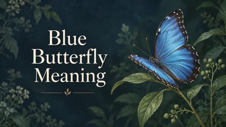 Blue butterfly meaning cover with an illustrated butterfly on a leafy stem