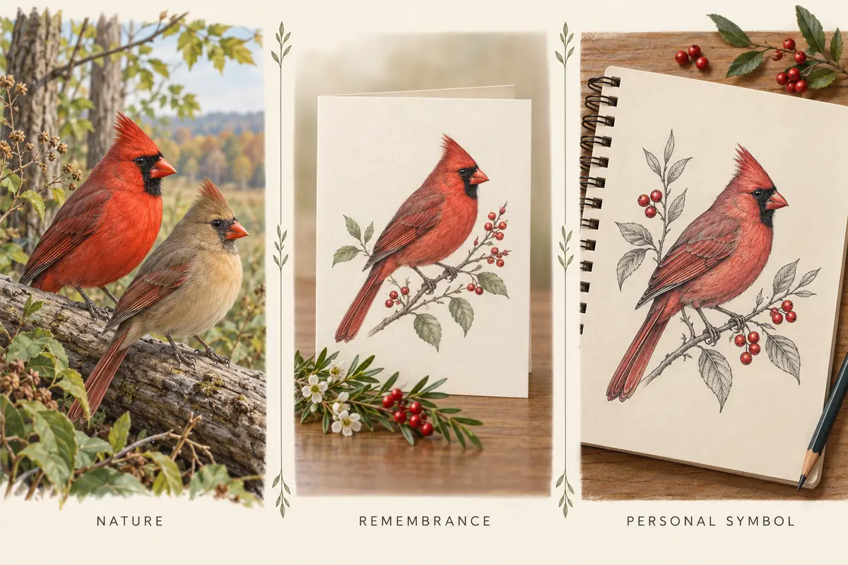 Cardinal symbolism in nature, remembrance, and personal design