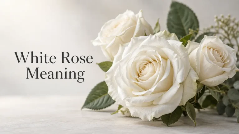 White roses beside the title White Rose Meaning