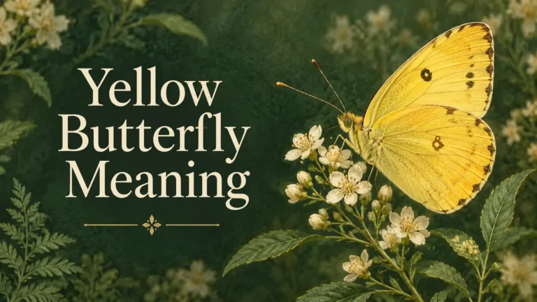 Yellow butterfly meaning cover with an illustrated butterfly on white flowers
