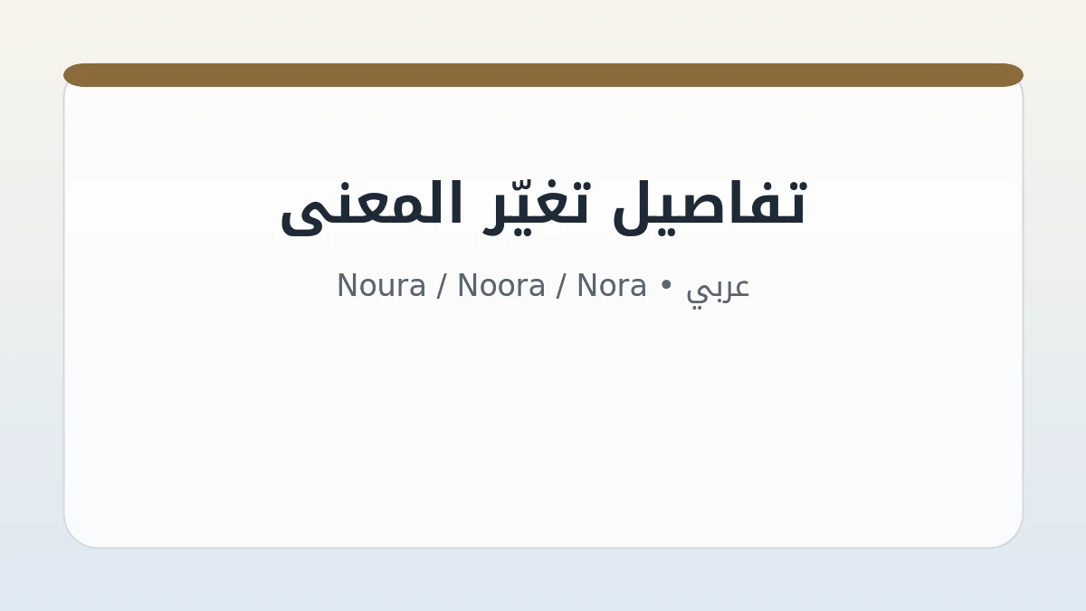بطاقة توضح أصل وكتابة معنى اسم نورة